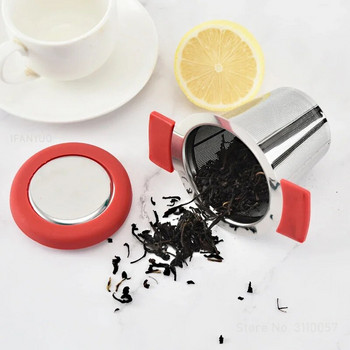 Силиконова дръжка от неръждаема стомана 304 Инфузер за чай Фина мрежа Филтър за кафе Цедка за чай Чаша за чай Висящи листове Изтичане на подправки