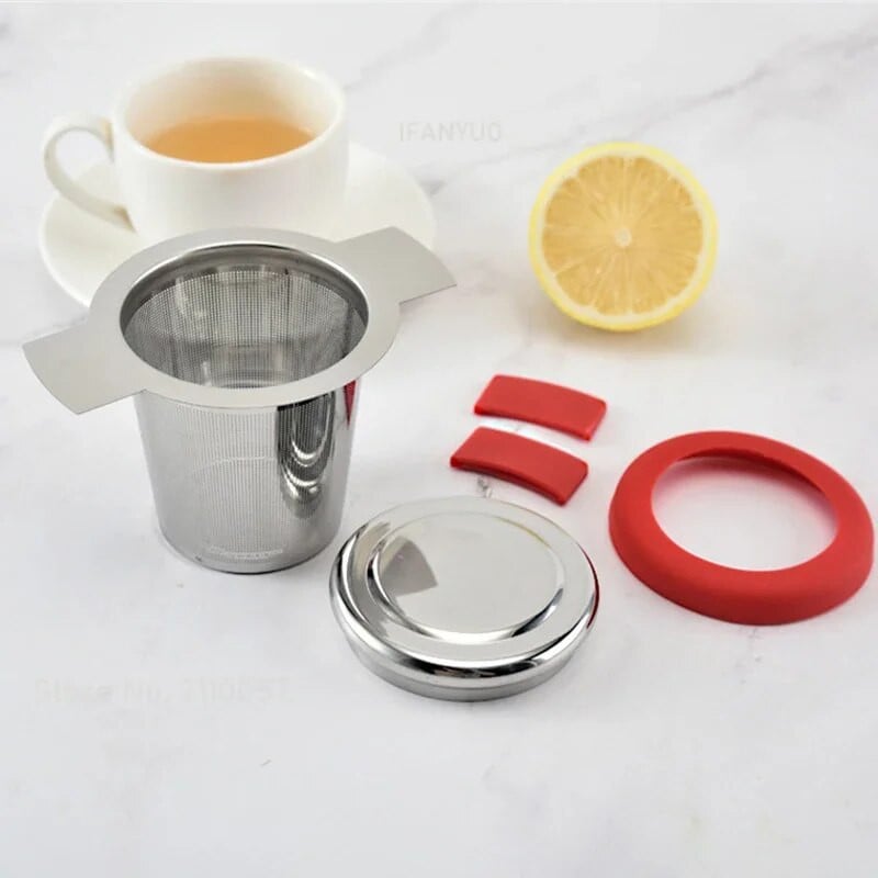 Silikonska ručka od nehrđajućeg čelika 304 Infuser za čaj Fini mrežasti filtar za kavu Cjedilo za čaj Čajnik Šalica koja visi na listićima Curenje začina