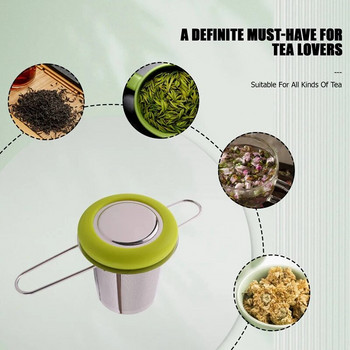 Инфузьор за чай Цедка за чай от неръждаема стомана Сгъваема дръжка Филтър за чай Изключително фина мрежеста цедка Кошница за варене
