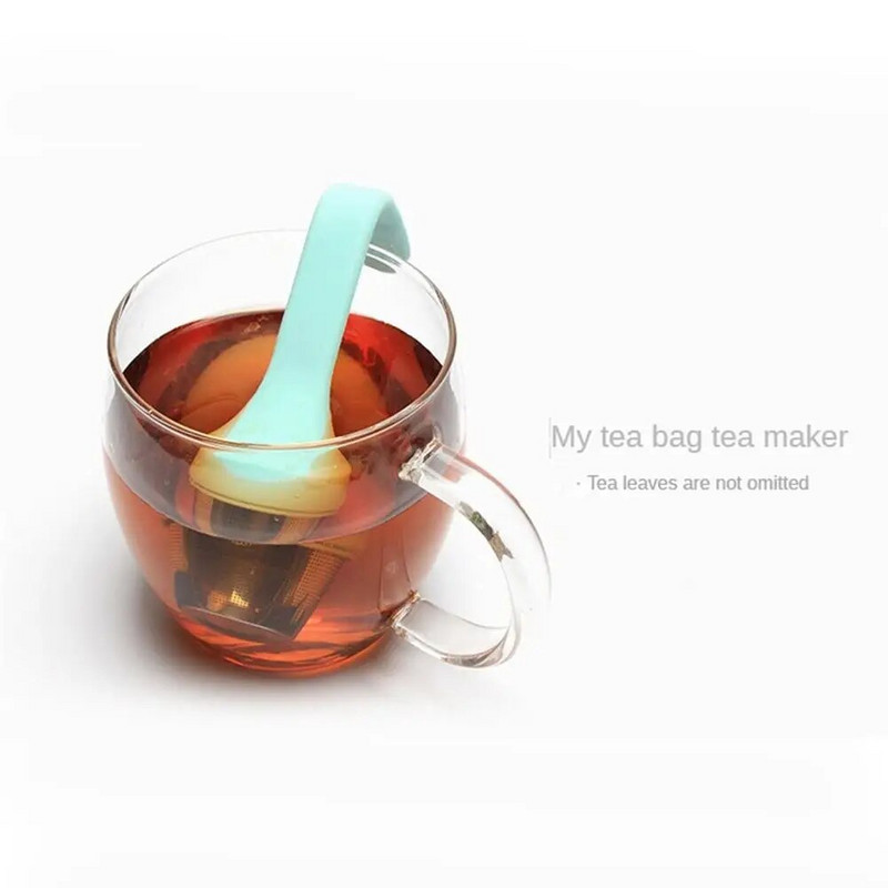 Filtru de ceai din silicon 3 bucăți sigur și sănătos suprafață lustruită și lucioasă din oțel inoxidabil foraj cu laser plasă fină de ceai