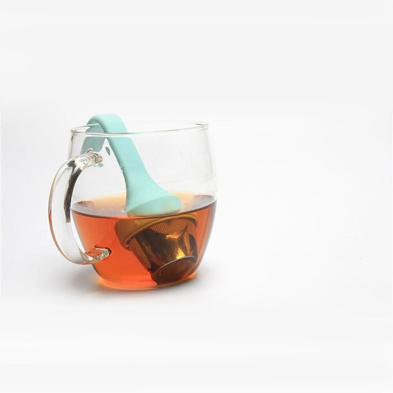 Filtru de ceai din silicon 3 bucăți sigur și sănătos suprafață lustruită și lucioasă din oțel inoxidabil foraj cu laser plasă fină de ceai