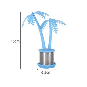 Creative Coconut Tree Tea Infuser Цедка от неръждаема стомана Teaware Силиконов филтър за чаени листа Сито за подправки Кухненски аксесоари