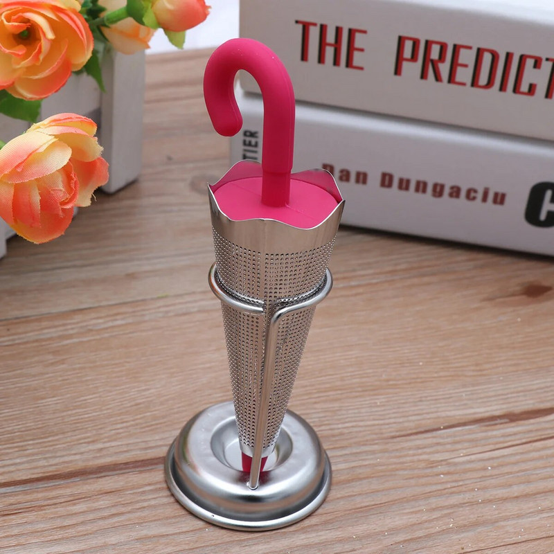 Ανοξείδωτος χάλυβας Creative Umbrella Tea Infuser Επαναχρησιμοποιήσιμος Φίλτρο Φύλλων Σίτα Αξεσουάρ κουζίνας για την παρασκευή τσαγιού στην κουζίνα (χρώμα