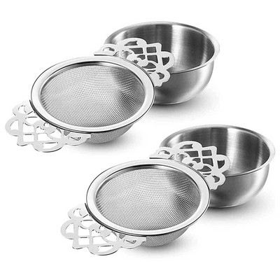 HOT-2 tk teefilter, roostevabast terasest teesõel kausiga, ülipeenest võrgust teesõelad kahe tiivaga käepidemetega