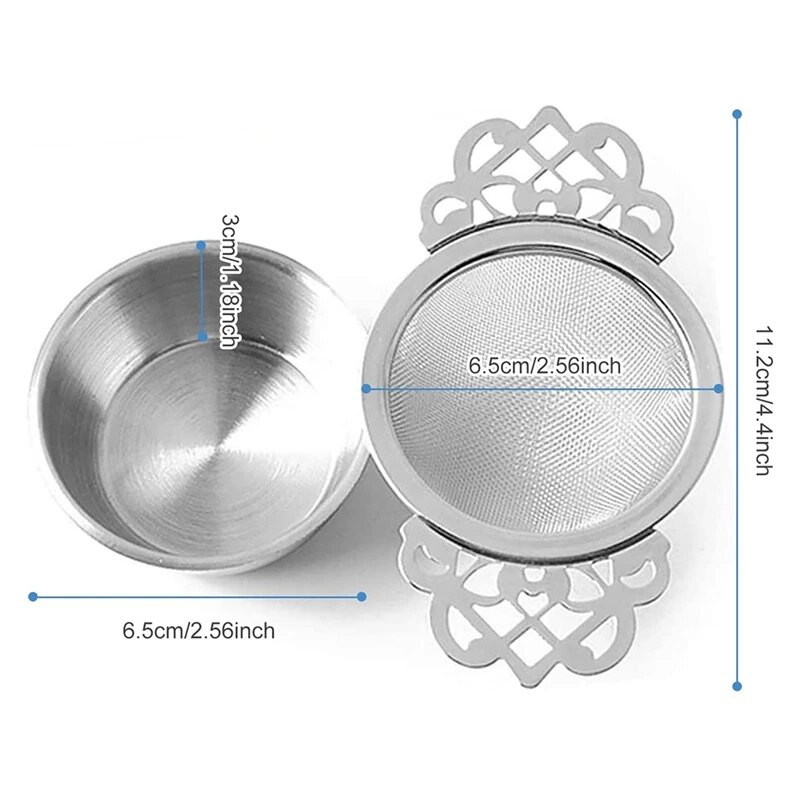 HOT-2 tk teefilter, roostevabast terasest teesõel kausiga, ülipeenest võrgust teesõelad kahe tiivaga käepidemetega