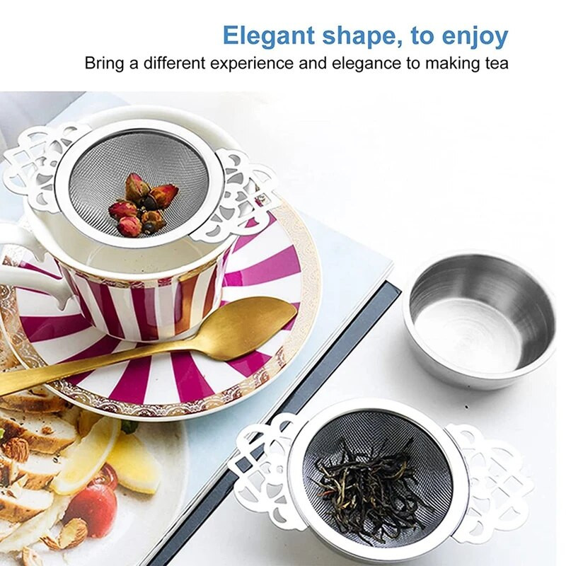 HOT-2 tk teefilter, roostevabast terasest teesõel kausiga, ülipeenest võrgust teesõelad kahe tiivaga käepidemetega