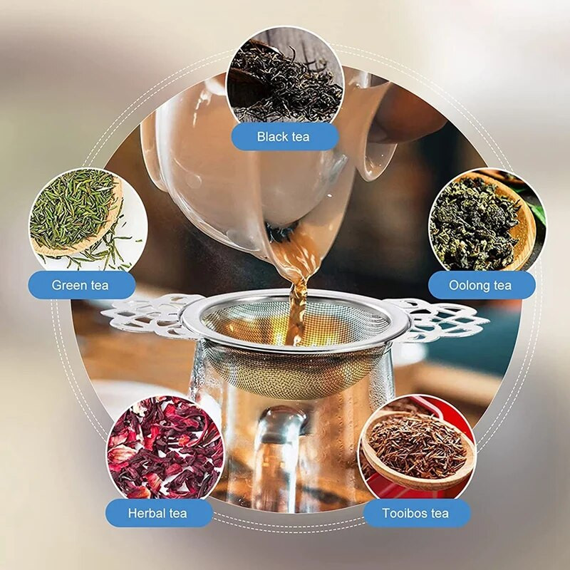 HOT-2 tk teefilter, roostevabast terasest teesõel kausiga, ülipeenest võrgust teesõelad kahe tiivaga käepidemetega