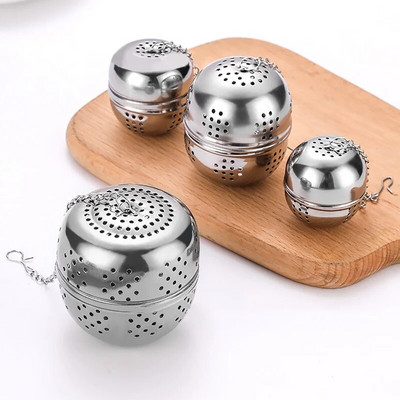 1PC Топка за подправки SpiceBall от неръждаема стомана с верига от въже Чай Infuser Ball Shape Teaware Loose Tea Leaf Ball