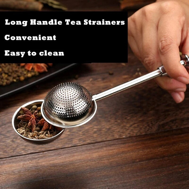 Εγχυτήρες τσαγιού για χαλαρό τσάι, φίλτρα τσαγιού με μακριά λαβή, μπάλες τσαγιού από ανοξείδωτο ατσάλι, εγχυτήρες τσαγιού με λεπτό πλέγμα