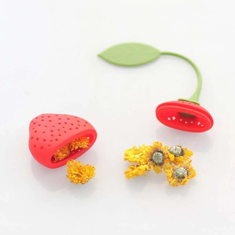 Loominguline punane/roosa/kollane maasika silikoontee teetõmmis Teesõelad Teetarvikud Joogitarbed