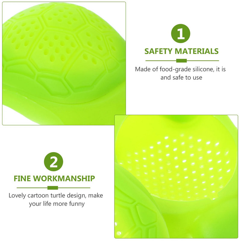 Silikoonist Turtle Tea Infuser Tee lahtiste lehtede teesõel Filter Difuuser Köögitööriistad Vidinad (roheline)