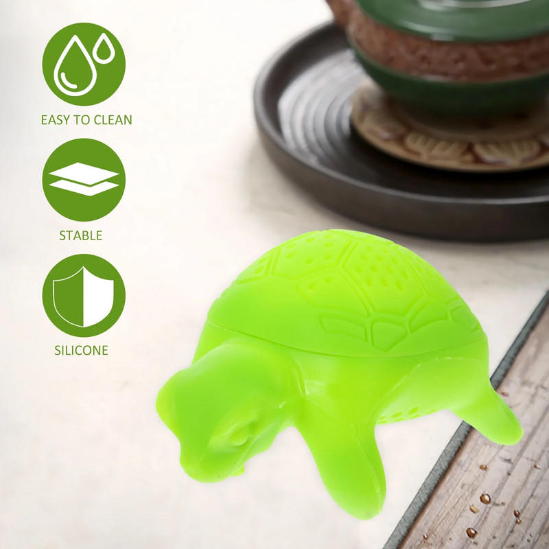Silikoonist Turtle Tea Infuser Tee lahtiste lehtede teesõel Filter Difuuser Köögitööriistad Vidinad (roheline)