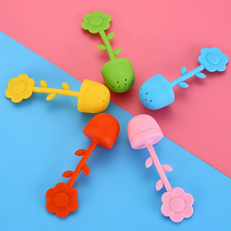 Päevalillekujuline teefilter Toidukvaliteediga silikageeli teesõel Kööginõud Teekasutaja köögitööriist