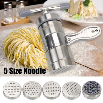 Press Pasta Machine Manual Noodle Maker With 5 Pressing Molds Fruits Juicer Multifunctional Making Spaghetti inox
