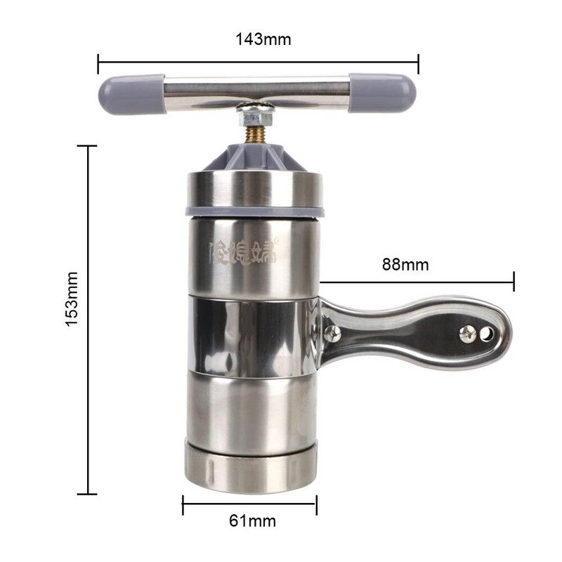 Vajuta pastamasina manuaalne nuudlimasin 5 pressvormiga puuviljad mahlapress Multifunktsionaalne roostevabast terasest spagetid