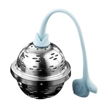 Инфузер за чай Силиконова дръжка от неръждаема стомана Филтър за чай Цедка за подправки Размер L