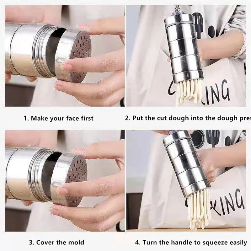 5 Käsitsi vormimismasin, nuudlite valmistamise masin, spageti-nuudlite valmistamise masin, roostevabast terasest puuviljalõikur, mahlapress Köögitööriist