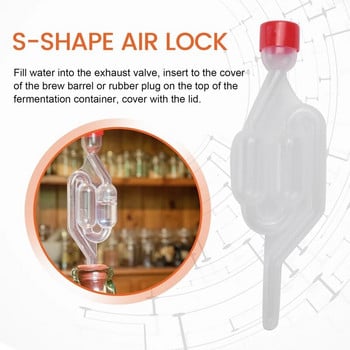 10 опаковки S-образен въздушен шлюз с двойна балонна втулка Еднопосочен изпускателен уплътнителен клапан с коркова вентилация на резервоар за производство на бира и вино