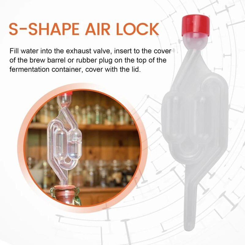 10 pakuotės S formos oro užraktas su dviem burbuliukais, vienpusis išmetimo sandarinimo vožtuvas su kamštinio alaus vyno gaminimo bako ventiliacijos vožtuvu