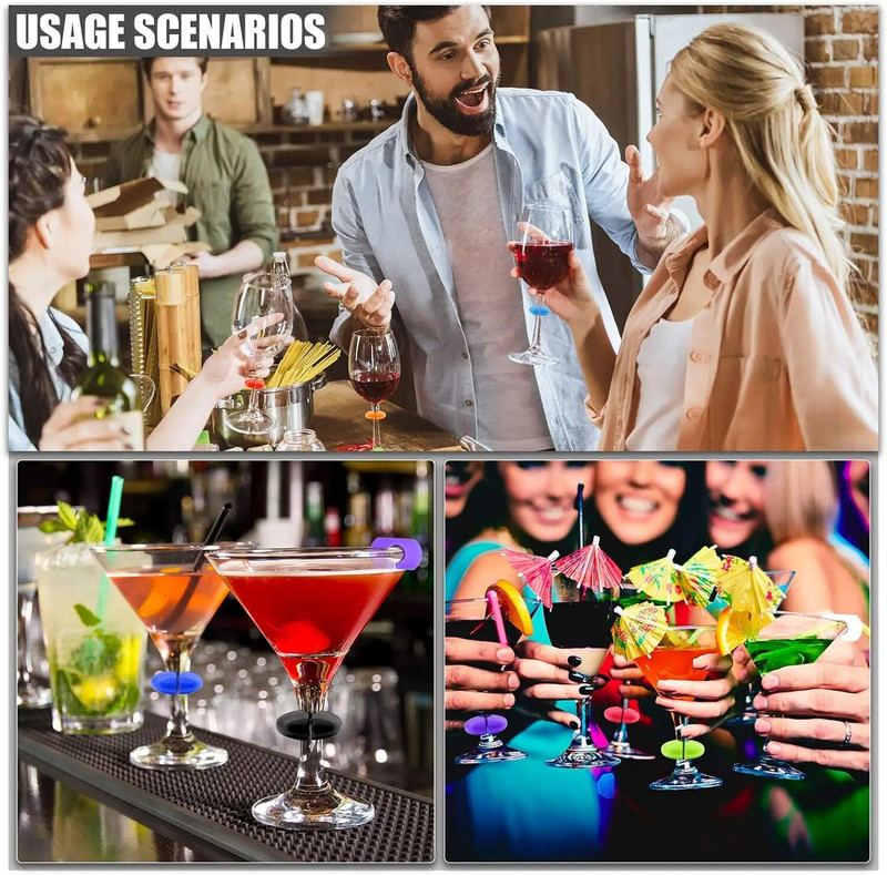 24 tk silikoonist veiniklaasid markerid veeklaasi markerid veiniklaasi võlu joogimarkerid peoks Halloweeni jõulude tähistamiseks