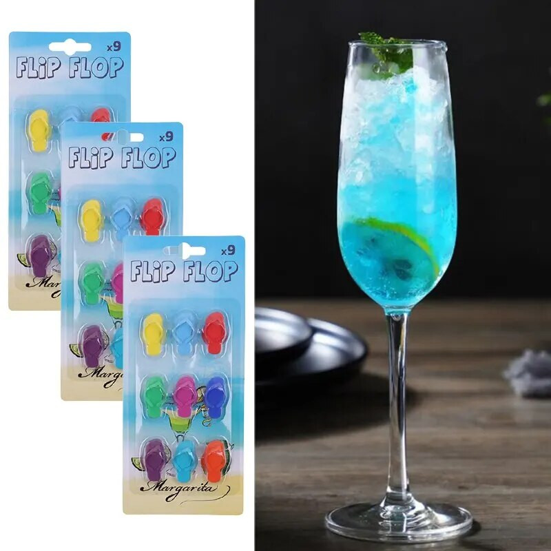 Naujas 9vnt/rinkinys šlepečių raštas silikoninis vyno stiklas aukščiausios kokybės patvarus gėrimų žymeklis gėrimams puodeliams gėrimų taurės vyno taurės