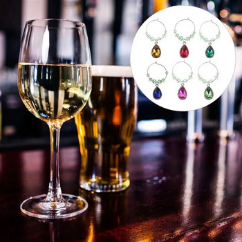 6τμχ/Σετ Γούρια Wine Glass Markers Wine Charms for Stem Glasses Cocktails Διακοσμήσεις Home New Year Merry Drink Marker Charms
