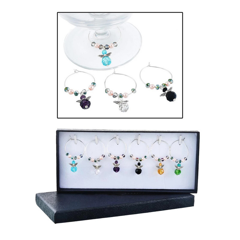 6 vnt. / rinkinys Vyno taurės žymekliai Vyno žavesiai taurėms Kokteiliai Dekoracijos Namai Naujųjų metų linksmų gėrimų žymekliai