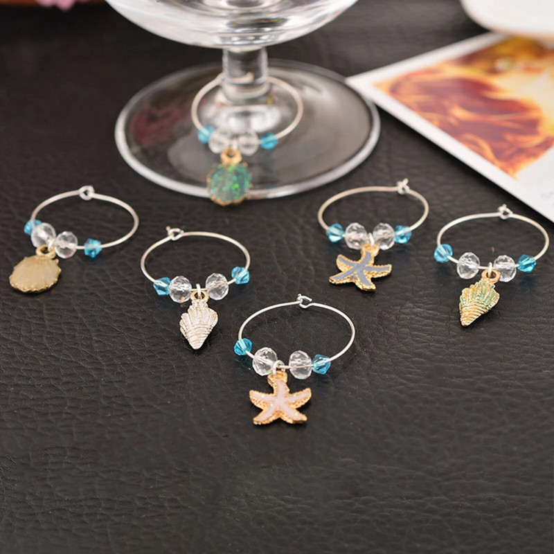 6 vnt. / rinkinys Vyno taurės žymekliai Vyno žavesiai taurėms Kokteiliai Dekoracijos Namai Naujųjų metų linksmų gėrimų žymekliai