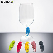 6Pcs Markeri za čaše za vino u obliku kameleona Šalica za čaše za sok Čaša za piće Identifikatorski znak Oznaka Silikonski pribor za zabavu za hranu