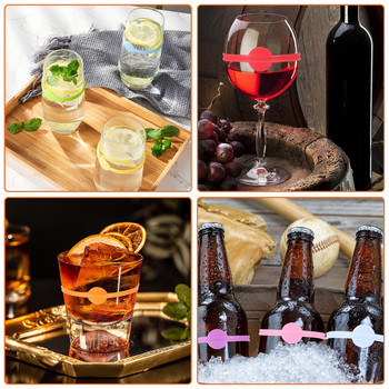 24τμχ Ετικέτες κρασιού Ποτήρια Σετ μαρκαδόρου Ποτών Μαρκαδόροι σιλικόνης σιλικόνης ποιότητας τροφίμων για πάρτι μπαρ