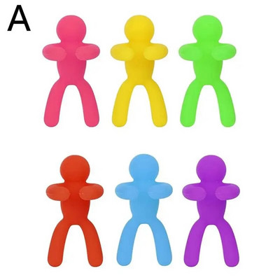 6 gabaliukai kūrybingo silikono, piktadario formos vyno taurės virtuvės vakarėlio žymeklis valgio logotipas Mišraus baro puodelio spalvos etiketės etiketė Y6V9