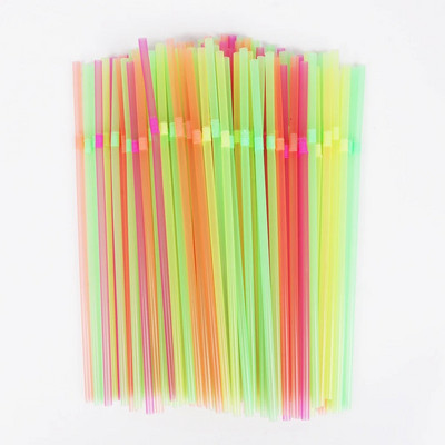 100 τμχ Καλαμάκια μιας χρήσης Πολύχρωμα Πλαστικά Φαρδιά Ψάθινο Γάλα Τσάι Χυμός Κοκτέιλ Ρόφημα Καλαμάκι για πάρτι γενεθλίων Μαγειρικά σκεύη