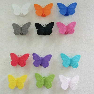 Mitmevärviline veiniliblikas kleebis peoklaasist markerid joogitassi tunnusmärk toidukvaliteediga silikoonist peotarvikute baar