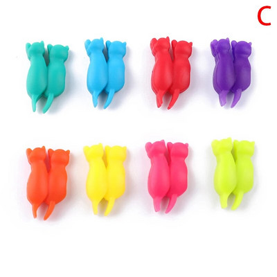 6/8/12 TK Creative veiniklaasi markerid 3D Kitten Shape Party klaastass Mitmevärviline silikoonist diskrimineerija Kitten Wine Cup Recogniz