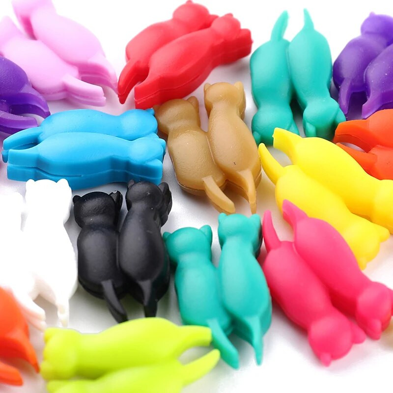 6/8/12 TK Creative veiniklaasi markerid 3D Kitten Shape Party klaastass Mitmevärviline silikoonist diskrimineerija Kitten Wine Cup Recogniz