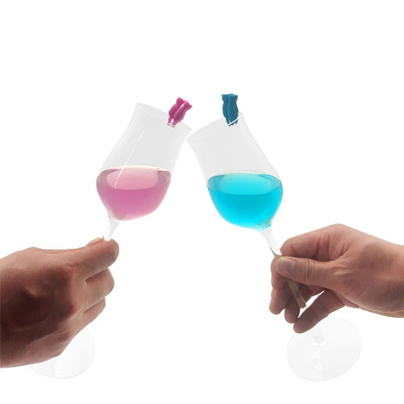 6/8/12 TK Creative veiniklaasi markerid 3D Kitten Shape Party klaastass Mitmevärviline silikoonist diskrimineerija Kitten Wine Cup Recogniz