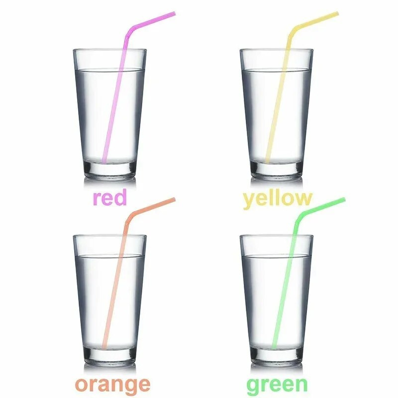 100 tk Fluorestseeruvast plastist painutatavad joogikõrred Ühekordsed joogikõrred Pulmakaunistused Segavärvilised peotarbed