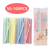 50/100 KOM Plastične slamke za jednokratnu upotrebu slamke za vjenčanje Duge fleksibilne jednokratne slamke za koktele za pribor za piće