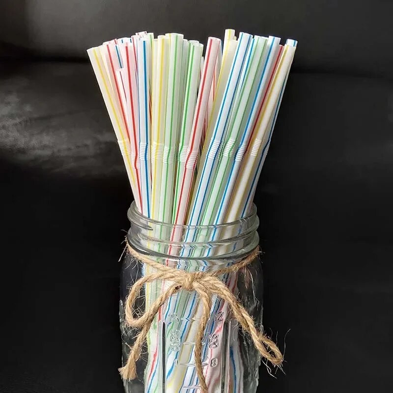50/100 KOM Plastične slamke za jednokratnu upotrebu slamke za vjenčanje Duge fleksibilne jednokratne slamke za koktele za pribor za piće