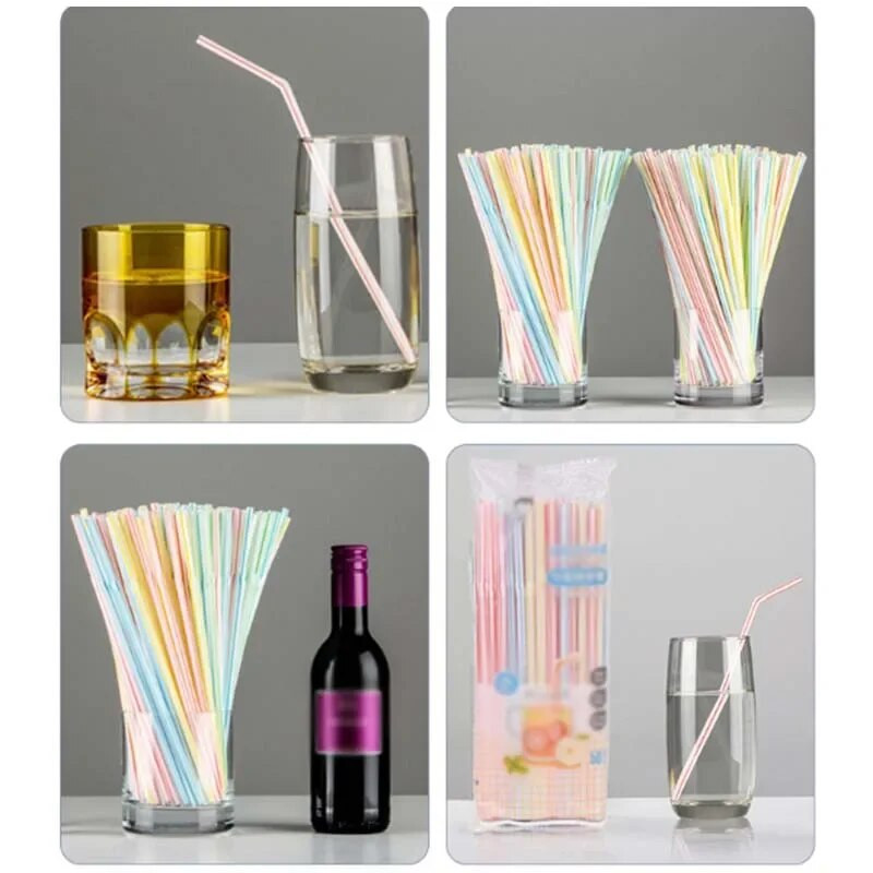 50/100 KOM Plastične slamke za jednokratnu upotrebu slamke za vjenčanje Duge fleksibilne jednokratne slamke za koktele za pribor za piće
