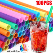 100 komada šarenih plastičnih jednokratnih velikih slamki za piće Pearl Bubble Milk Tea Smoothie Napitak za zabave Dodaci za barove