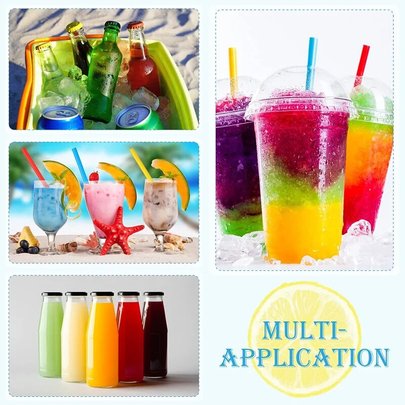 100 buc paie mari de unică folosință din plastic colorat pentru ceai cu lapte cu bule de perle Smoothie băutură Accesorii pentru petreceri