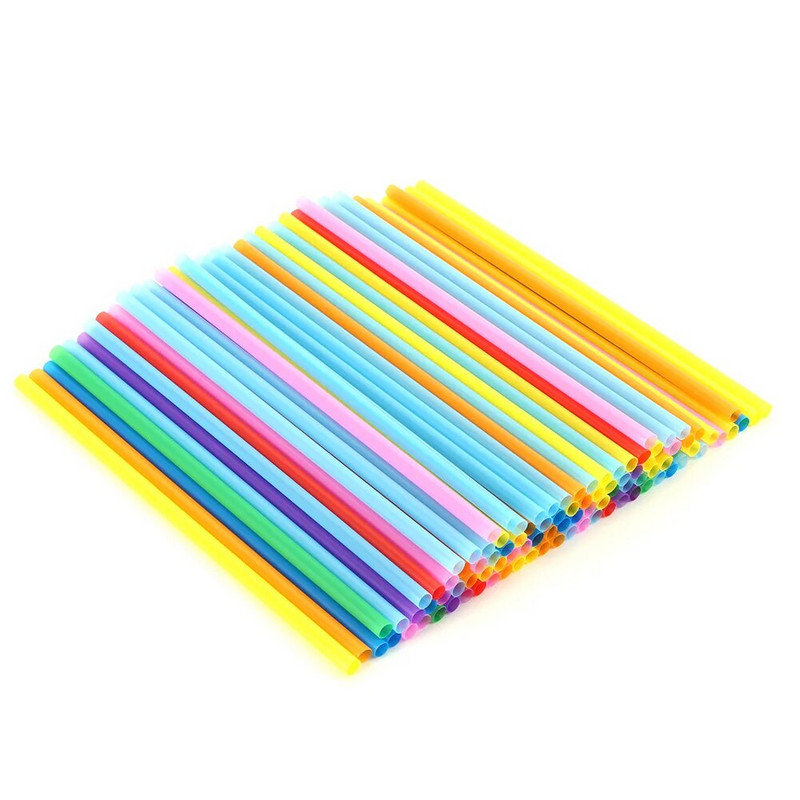 100 tk Ühekordsed plastikkõrred Mittetoksilised joogikõrred Värvilised jooginõud Kohvikute-baaride restoranide kööginõud