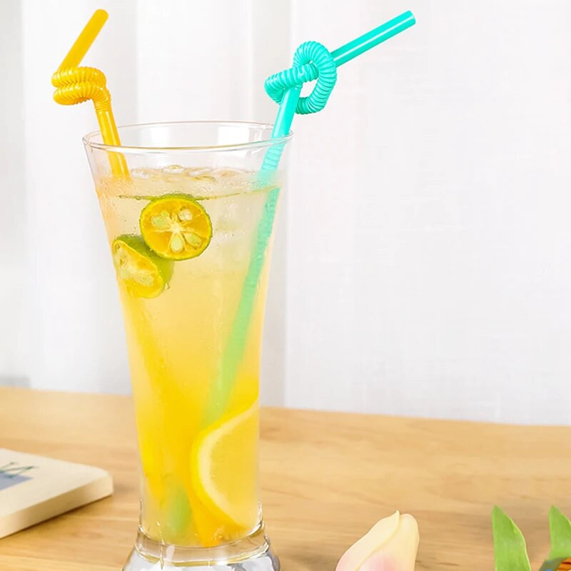 100 τεμ. Πολύχρωμα καλαμάκια Εξαιρετικά μακριά πλαστικά καλαμάκια πόσιμου μη τοξικά εύκαμπτα λυγισμένα καλαμάκια μιας χρήσης καταστήματος Προμήθειες γάμου για πάρτι