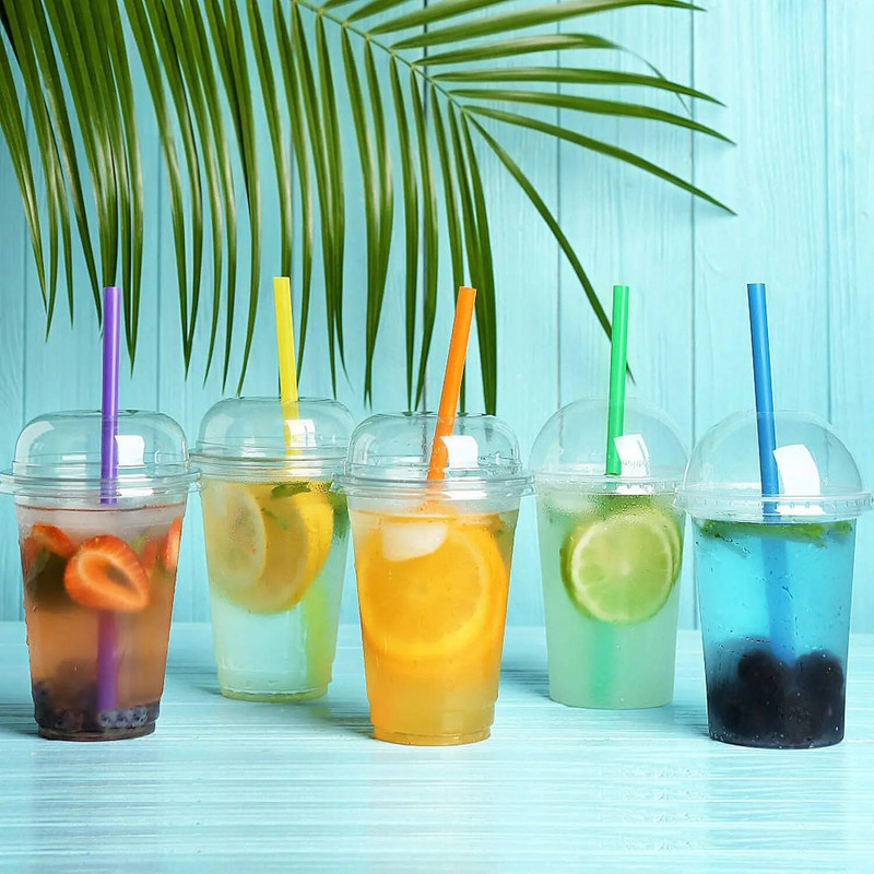 100 vnt Jumbo kokteilių šiaudeliai Boba Straw Individualiai suvynioti vienkartiniai plastikiniai dideli plataus burnos pieno kokteilio burbuliniai gėrimo šiaudeliai