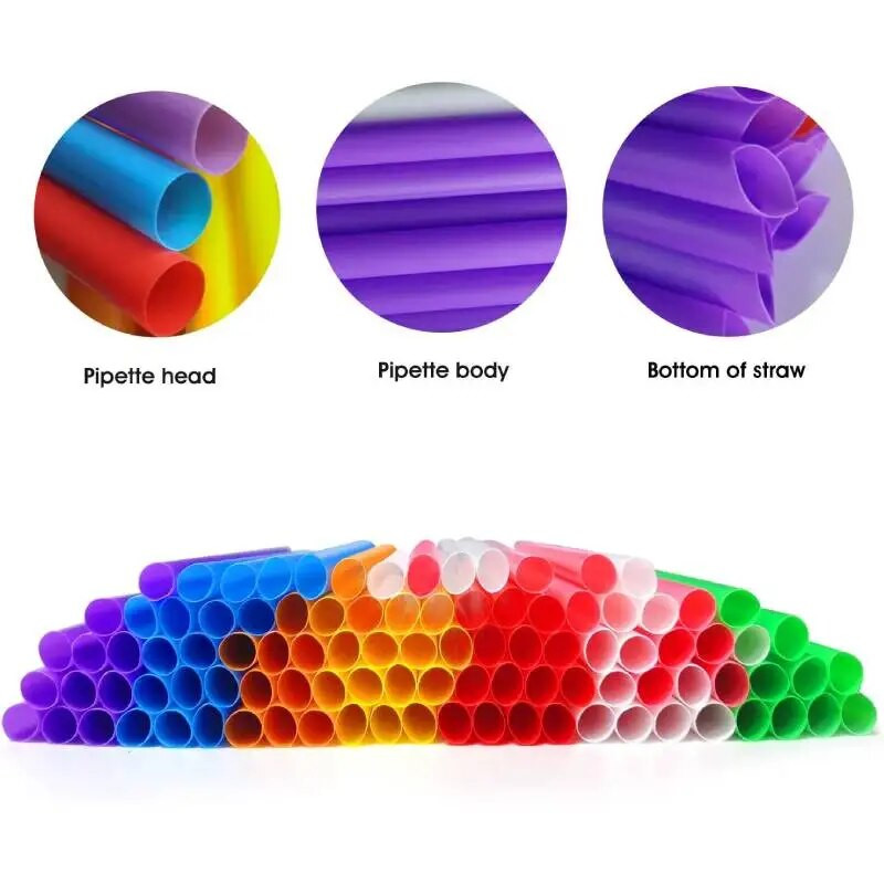 100 vnt Jumbo kokteilių šiaudeliai Boba Straw Individualiai suvynioti vienkartiniai plastikiniai dideli plataus burnos pieno kokteilio burbuliniai gėrimo šiaudeliai