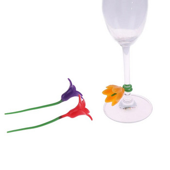 6 τεμ./σετ Flowers Wine Cup Marker Bars/Dedicated Party Dedicated Glass Cup Recognizer Tools Wine ποτήρια Ετικέτα σιλικόνης