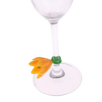 6 τεμ./σετ Flowers Wine Cup Marker Bars/Dedicated Party Dedicated Glass Cup Recognizer Tools Wine ποτήρια Ετικέτα σιλικόνης