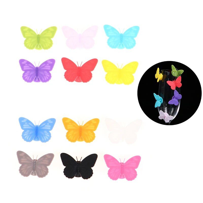 6 tk/komplekt Lilled Veinitopsi markerplaadid/peo jaoks mõeldud klaasist tassi äratundja tööriistad Veiniklaasid Silikoonist silt