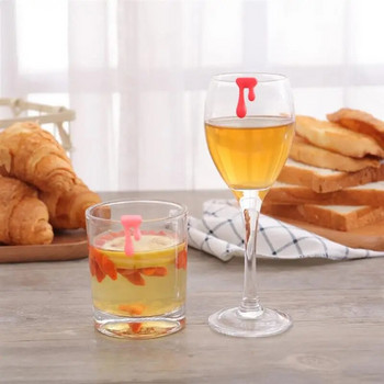 6 τμχ Μαρκαδόρος σιλικόνης για ποτήρι κρασιού Μαρκαδόρος νερού σε σχήμα σταγόνας Μαρκαδόρος ποτηριού κρασιού Αναγνωριστικό κύπελλου πάρτι (Τυχαίο χρώμα)